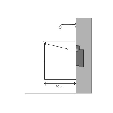 Waschtisch-Illustration mit platzsparender Ausladung Waschtisch-Illustration mit platzsparender Ausladung