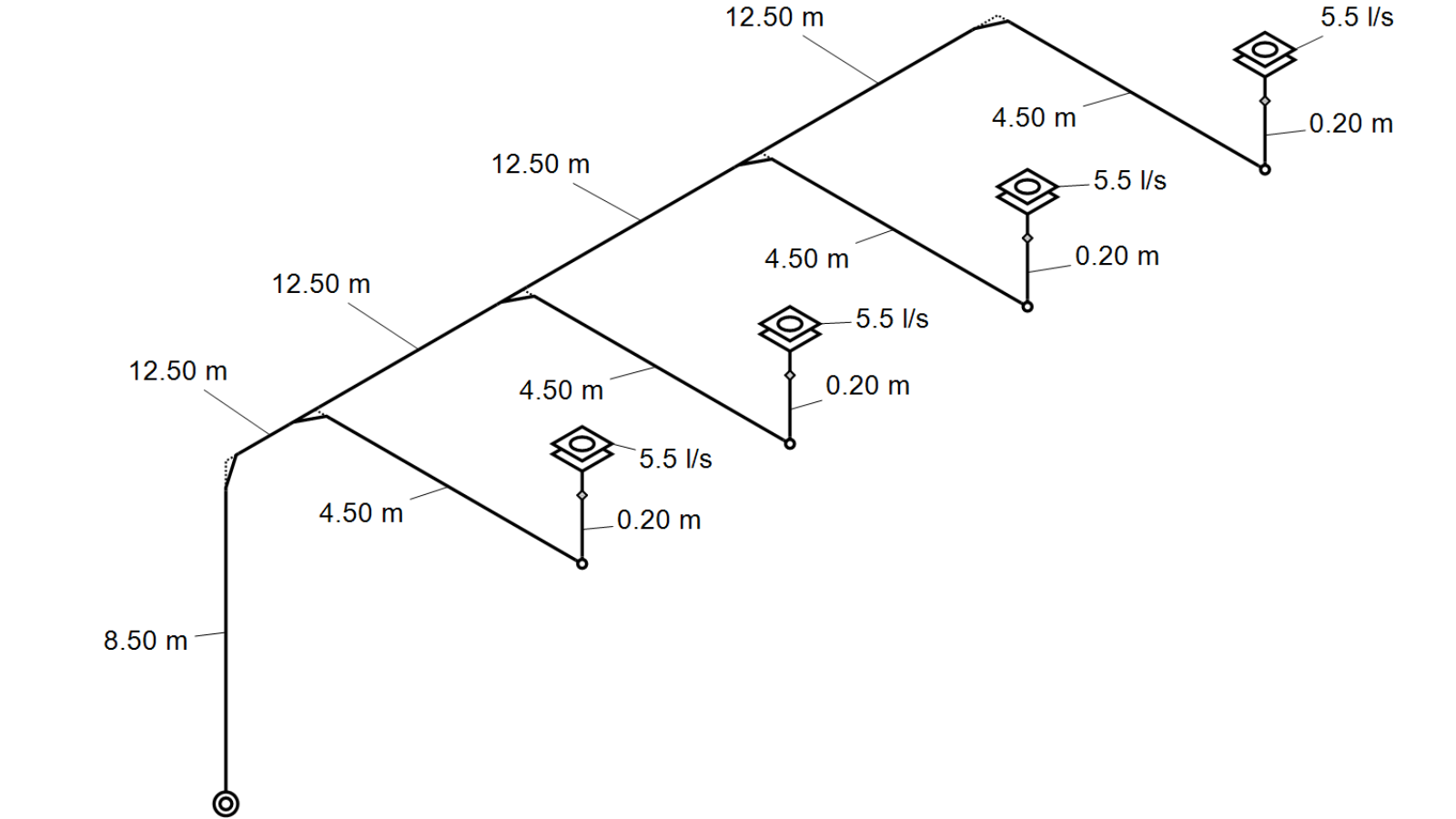 Isometriezeichung Geberit Pluvia Isometriezeichung Geberit Pluvia