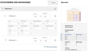 Geberit Schacht Tool: Stockwerke und Wohnungen