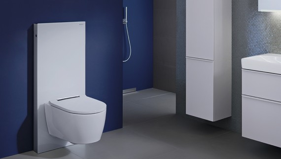 Badezimmer mit Geberit Monolith Sanitärmodul weiss Badezimmer mit Geberit Monolith Sanitärmodul weiss