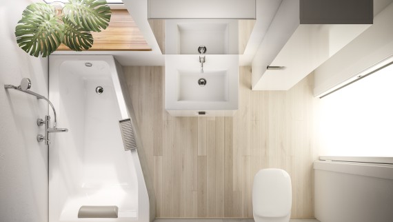 Bagno con planimetria di dimensioni ridotte