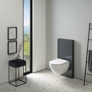 Sanitärmodul Geberit Monolith mit einer Frontverkleidung aus Glas