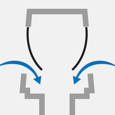 En cas de dépression, p. ex. due à l’utilisation des WC, les membranes s’ouvrent et l’air circule dans le système.