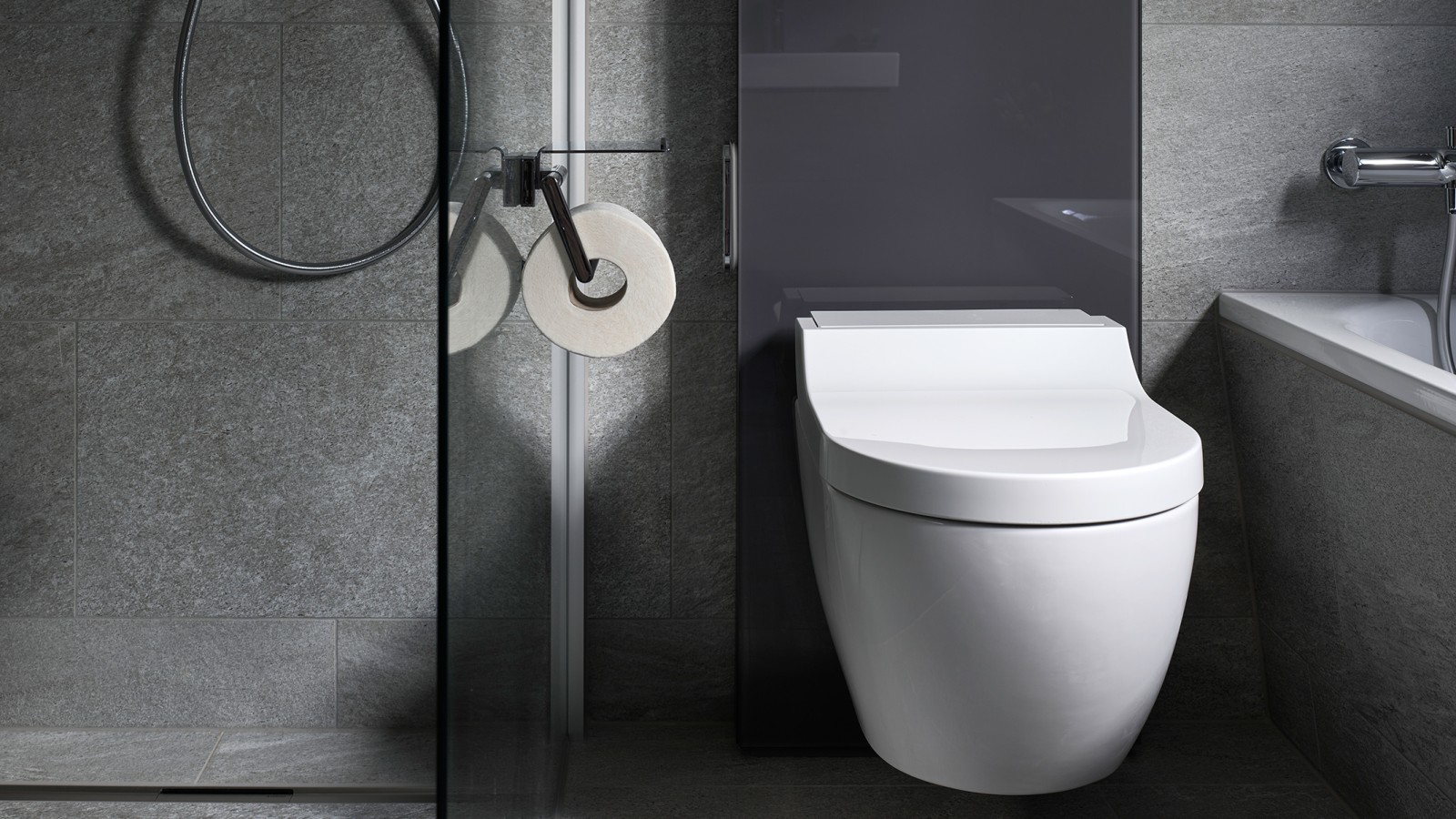 Das Sanitärmodul Geberit Monolith mit Dusch-WC Geberit AquaClean Tuma Das Sanitärmodul Geberit Monolith mit Dusch-WC Geberit AquaClean Tuma