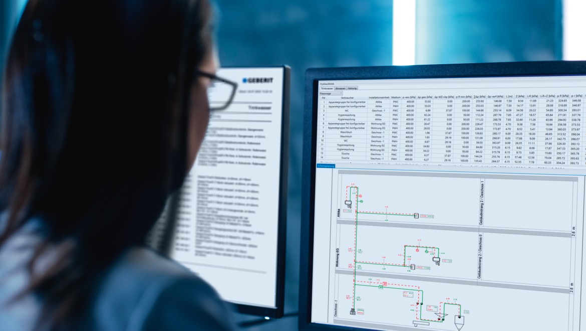 Schermo del computer con Geberit ProPlanner Schermo del computer con Geberit ProPlanner