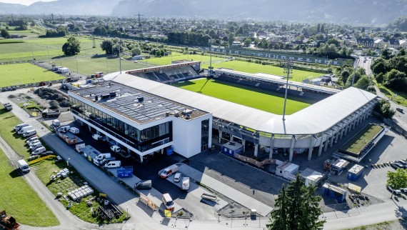 Le stade du club de football SCR Altach a été agrandi en 2025 par la construction d’un bâtiment d’affaires Le stade du club de football SCR Altach a été agrandi en 2025 par la construction d’un bâtiment d’affaires