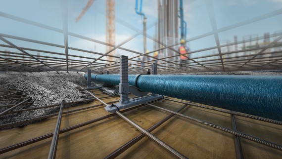 Utilisation de Geberit Silent-db20 dans des dalles en béton avec collier à sceller en dalle