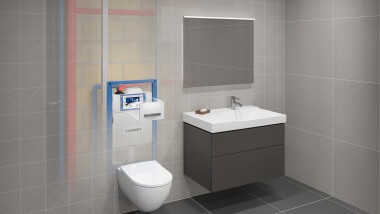 Un rinçage hygiénique Geberit HS30 dans une section de bâtiment (© Geberit)