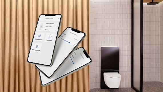 Geberit Home per la regolazione del nuovo modulo sanitario Geberit Monolith Plus (© Geberit)