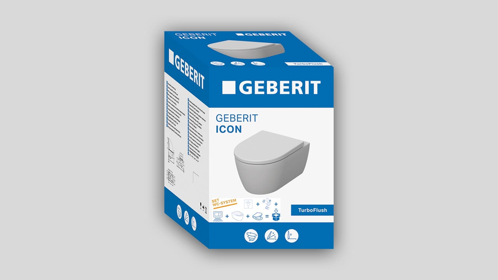 Geberit Komplett-Set WC-System mit WC, Sitz, Betätigungsplatte und Zubehör
