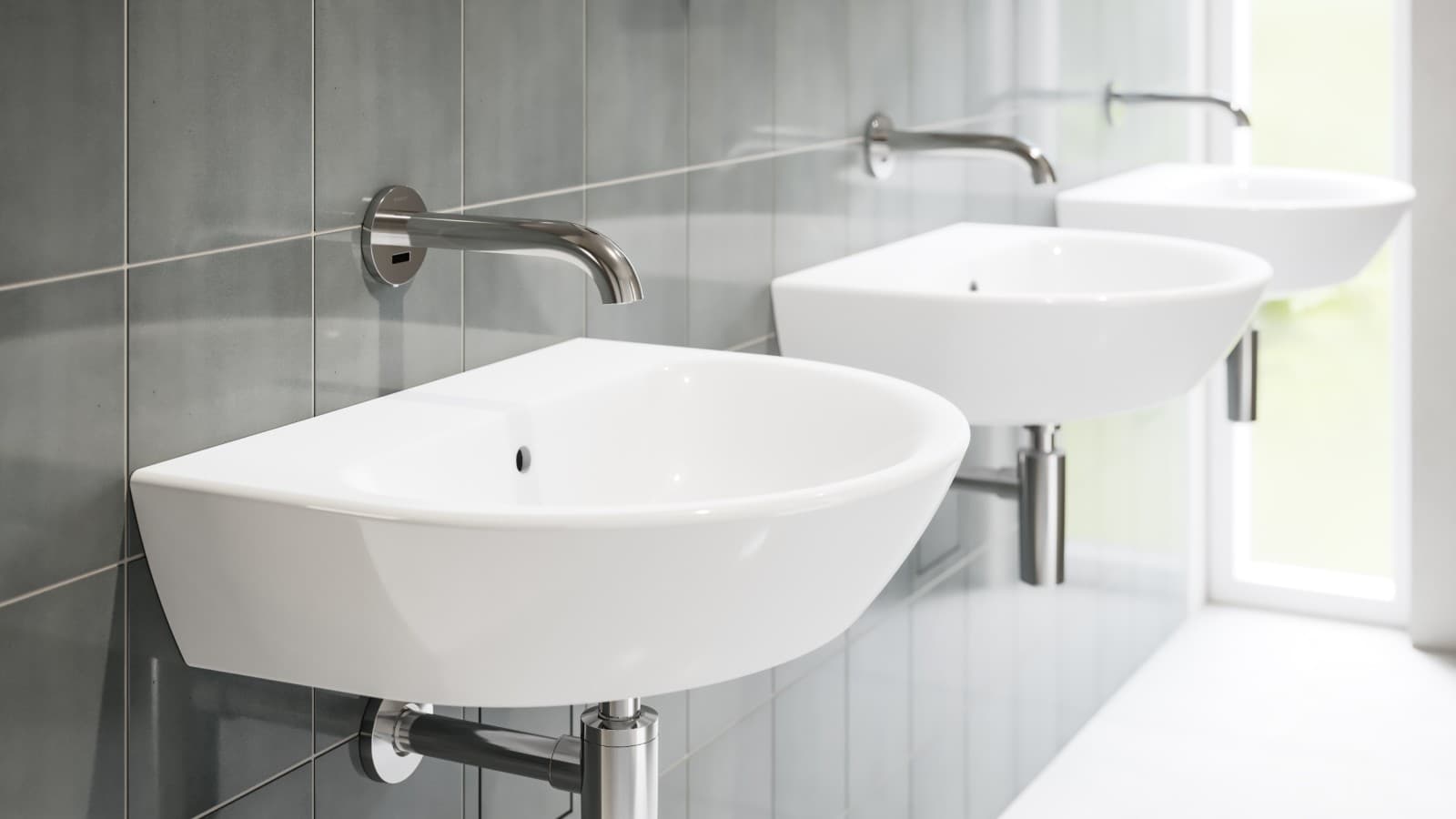 Geberit Waschtisch mit Armaturen und Siphon Geberit Waschtisch mit Armaturen und Siphon