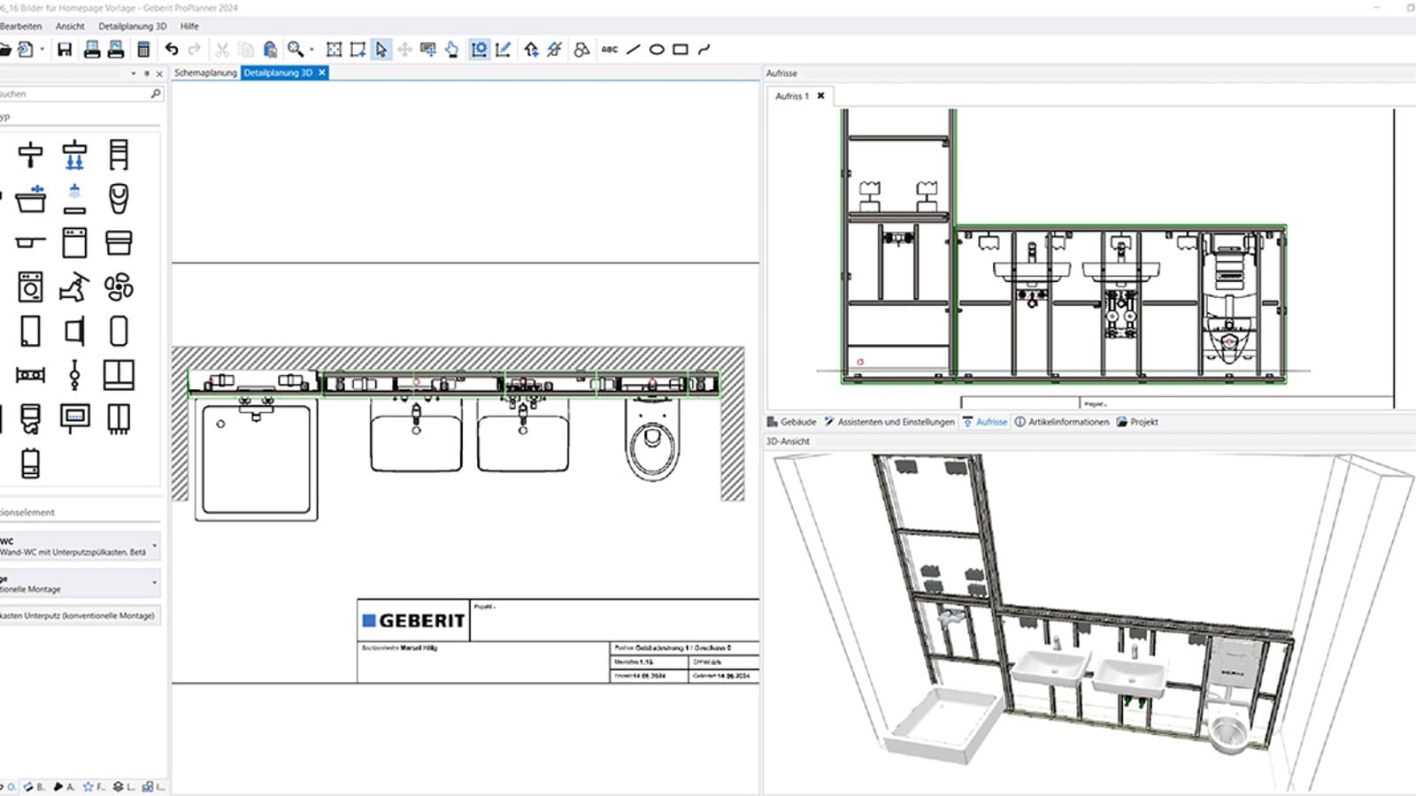 Detaillierte 3D-Planung im Geberit ProPlanner Detaillierte 3D-Planung im Geberit ProPlanner