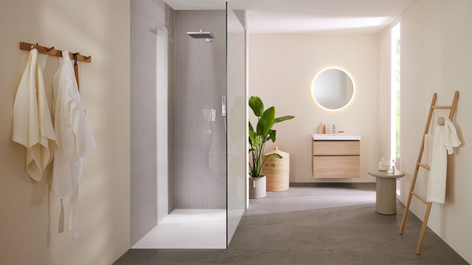 Salle de bains Geberit iCon avec receveur de douche CleanFloor30 Salle de bains Geberit iCon avec receveur de douche CleanFloor30