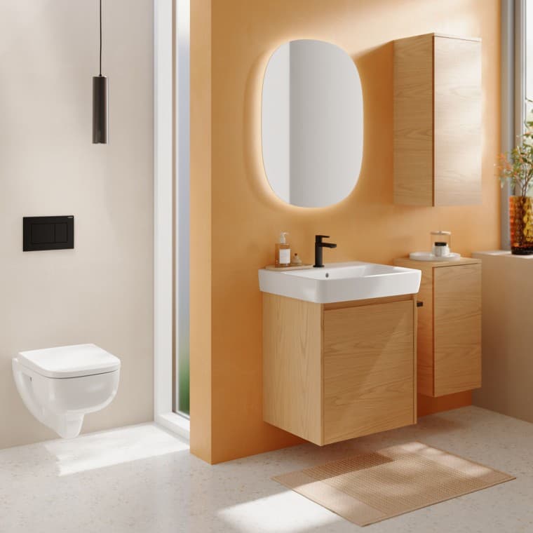 Miroir Geberit Option ovale avec espace lavabo Renova Plan Miroir Geberit Option ovale avec espace lavabo Renova Plan