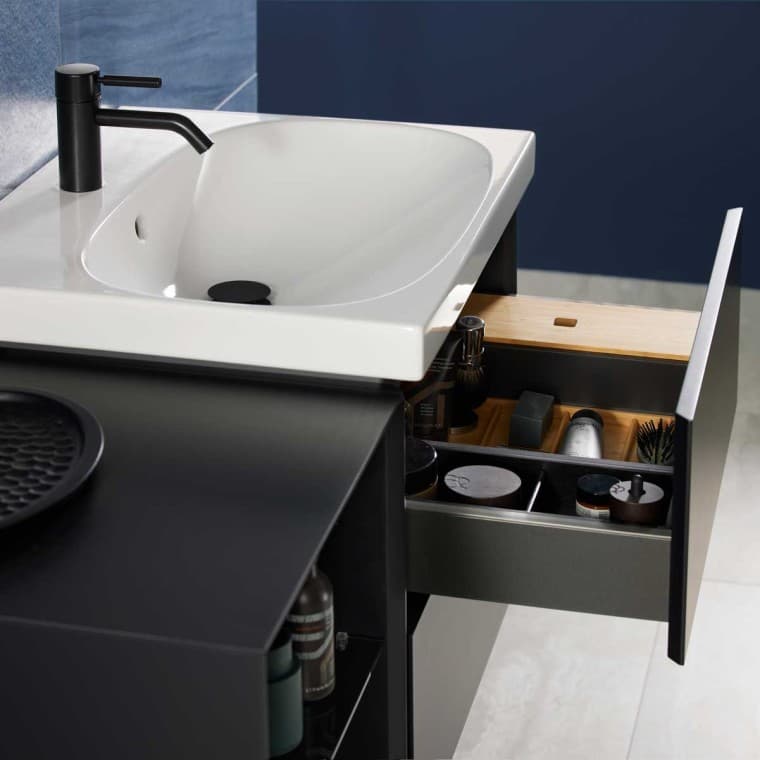 Mix & Match Geberit Acanto Waschbecken mit Geberit ONE Waschtischunterschrank ohne Siphonaussparung Mix & Match Geberit Acanto Waschbecken mit Geberit ONE Waschtischunterschrank ohne Siphonaussparung