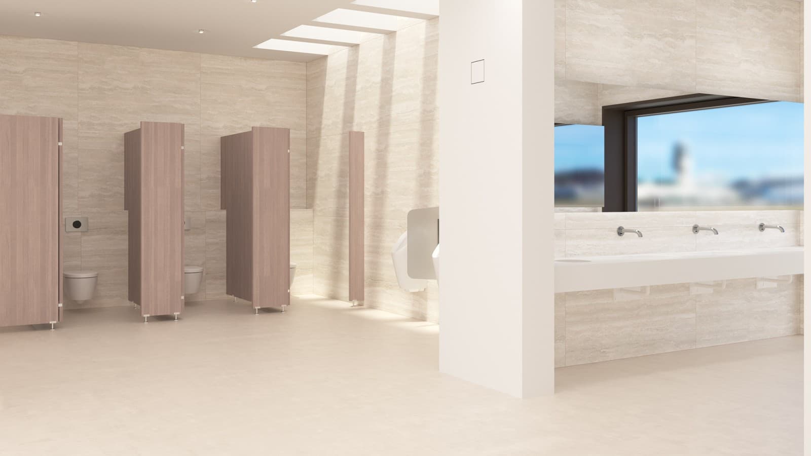 Sanitärraum im Nicht-Wohnungsbau (© Geberit) Sanitärraum im Nicht-Wohnungsbau (© Geberit)