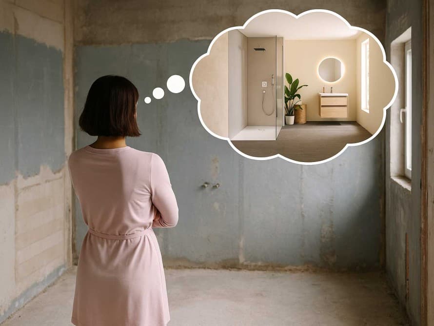 Frau träumt von Badrenovation