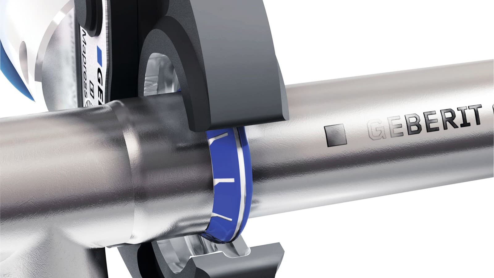 Guidage précis des mâchoires sur le raccord Geberit Mapress acier inoxydable Guidage précis des mâchoires sur le raccord Geberit Mapress acier inoxydable